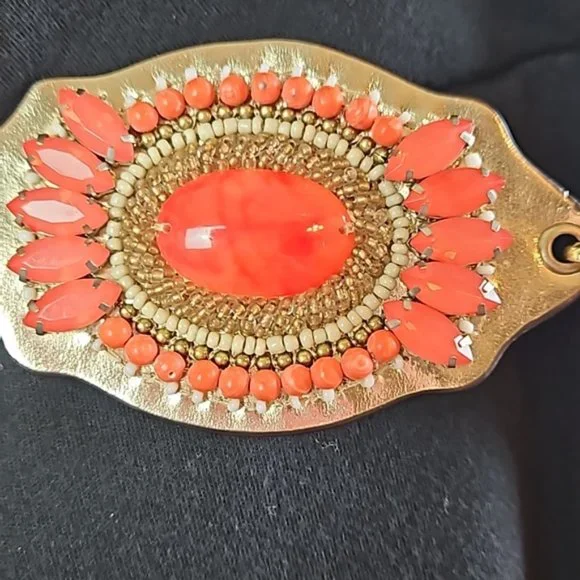 Chico's | NWT Women's Multi Avery Beaded Gold Chain Leather Belt Sz S/M - Picture 5 of 13